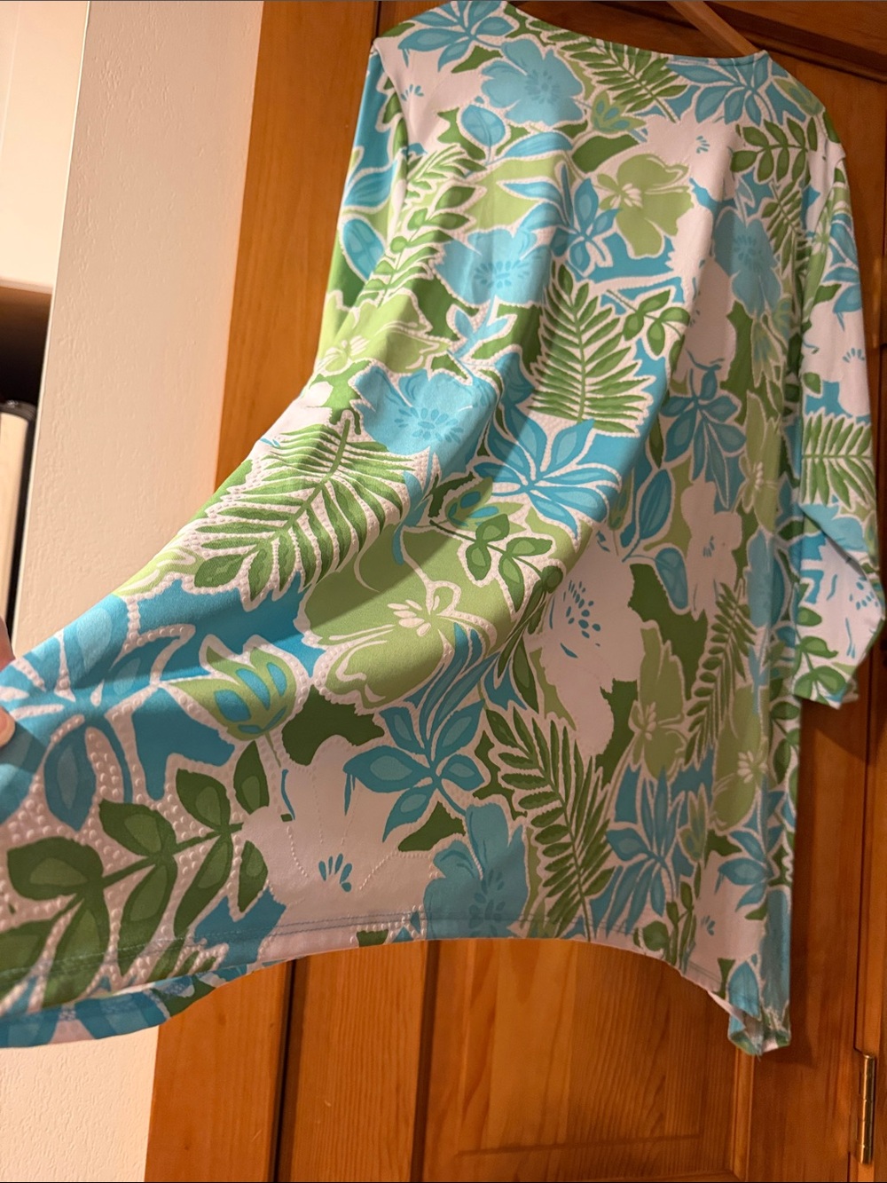 Ruby Rd. Tropical Floral Tunic in Blue Green & White Top XL - Picture 7 of 8